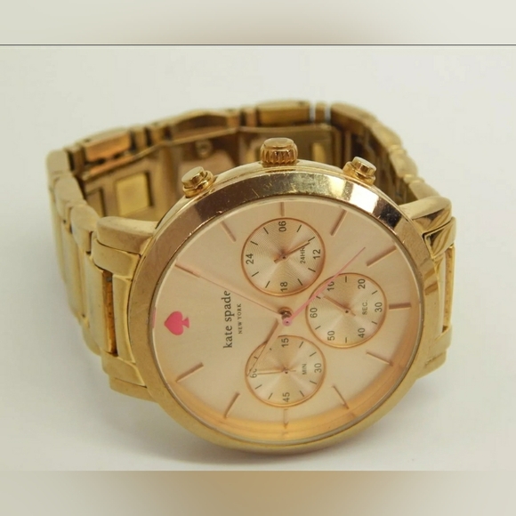 Lot of 3 Kate Spade Rhinestone Necklace Heart of Gold Bangle & Spade Watch - Picture 7 of 10